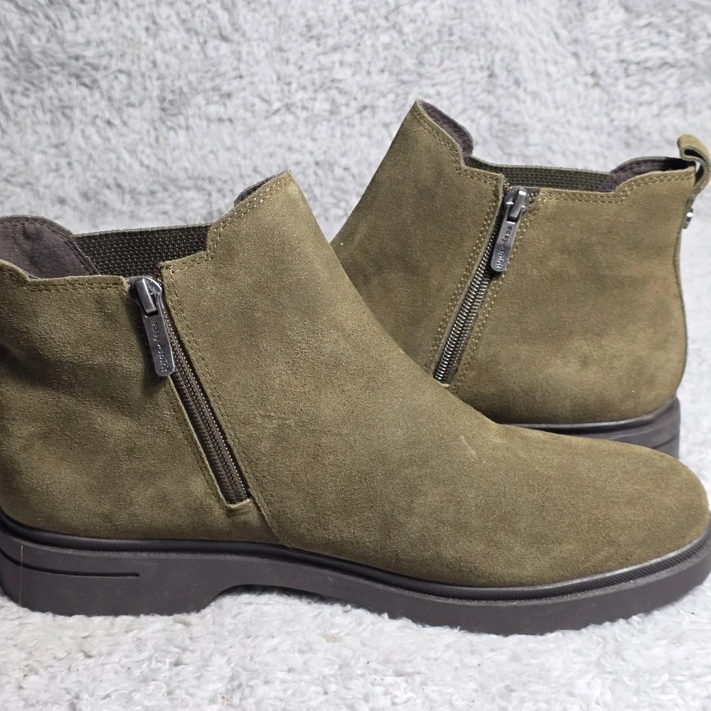 Easy Spirit Martha Stewart Ankle Boots Olive Green Suede Zipper‎ Womens 11M Exc